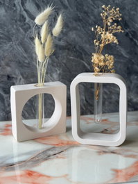 Aberto Design Juego de Jarrones de Concreto Gris y Blanco